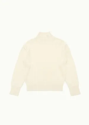 Ecru Ribbed Turtleneck Pullover
