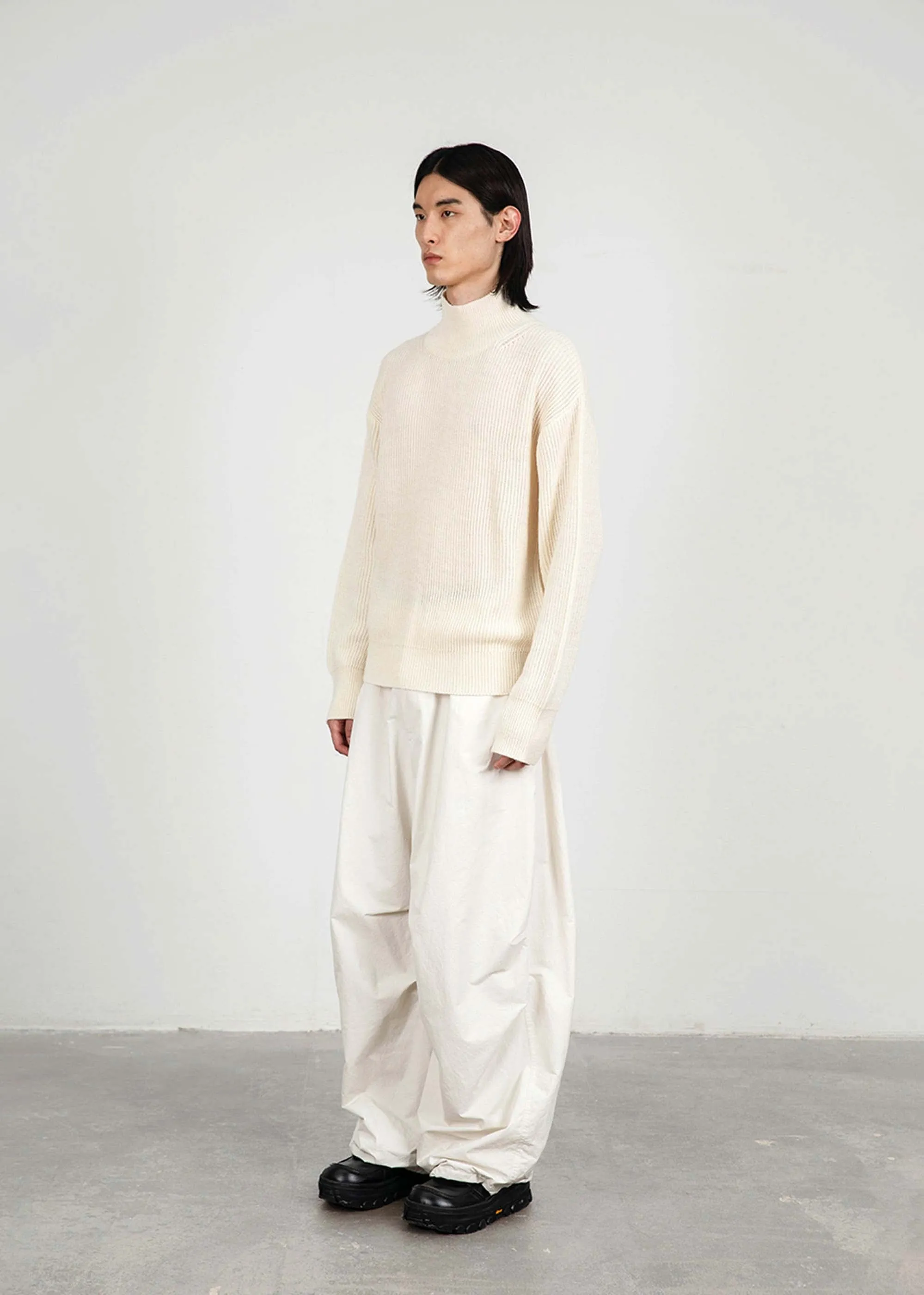 Ecru Ribbed Turtleneck Pullover