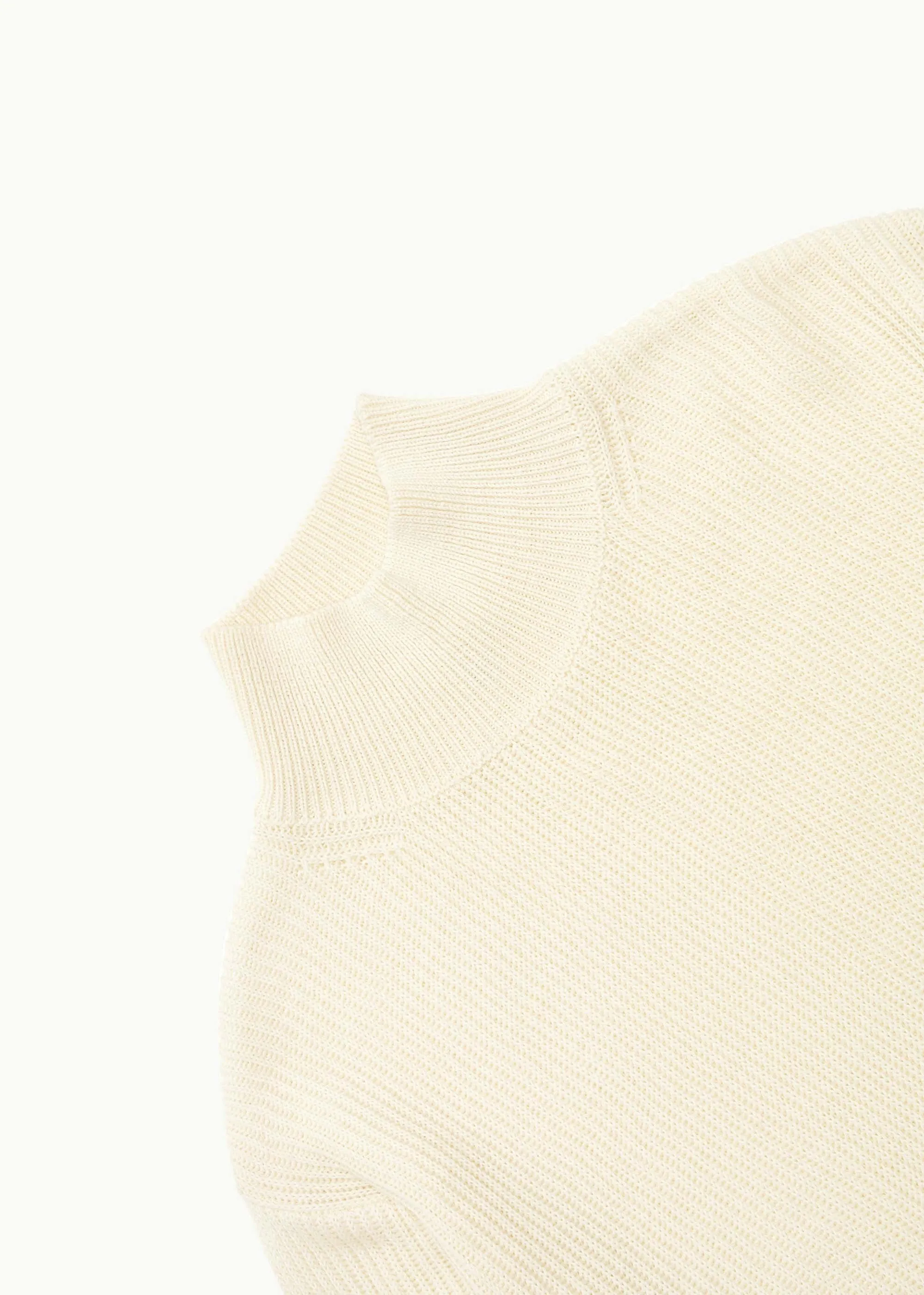 Ecru Ribbed Turtleneck Pullover