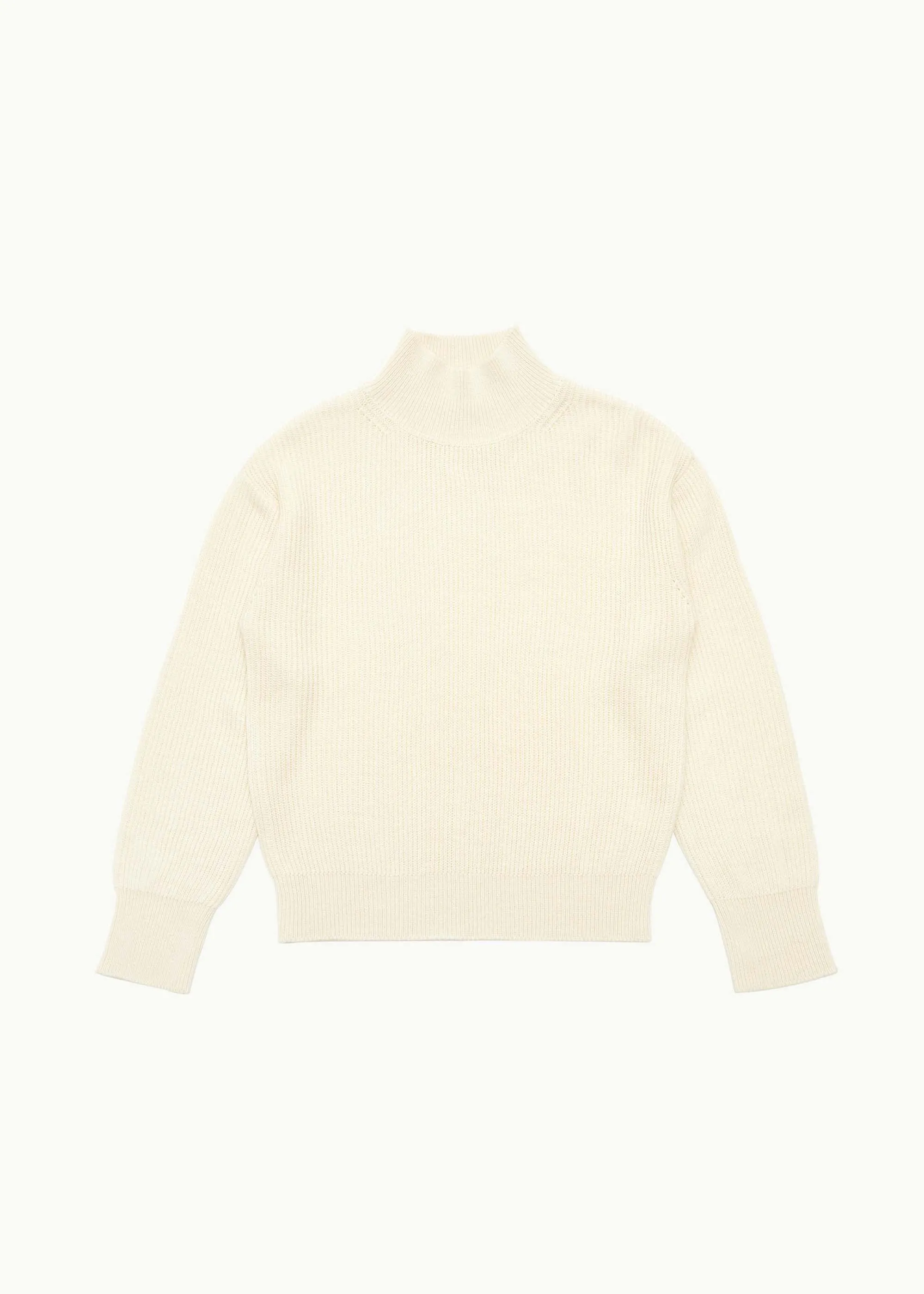 Ecru Ribbed Turtleneck Pullover