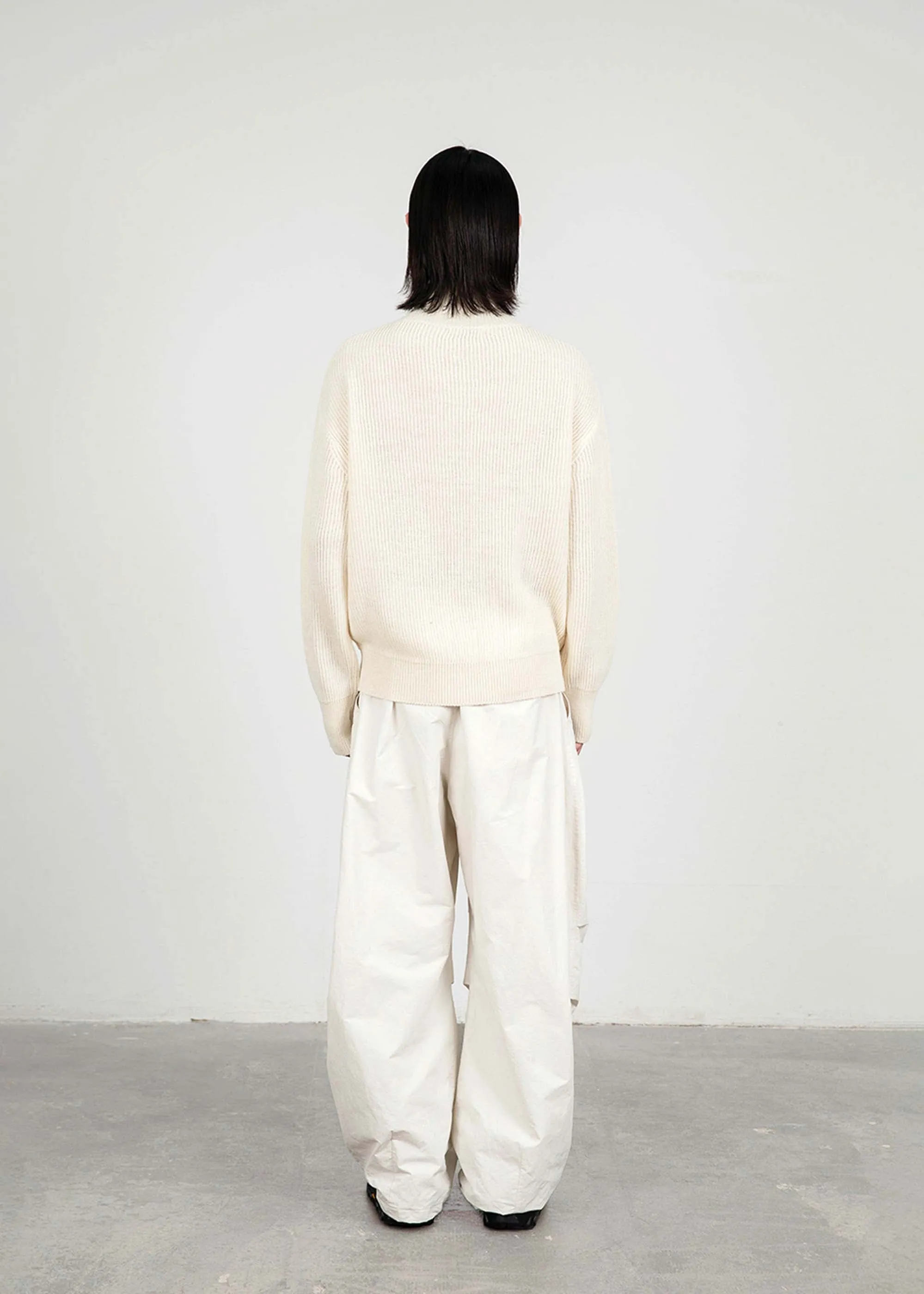Ecru Ribbed Turtleneck Pullover