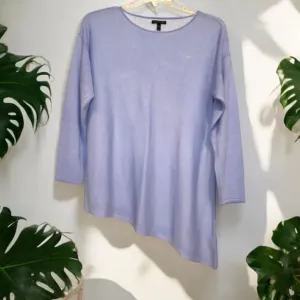 Eileen Fisher | Light Blue Asymmetrical Tencel‎ /Merino Wool Sweater Size M