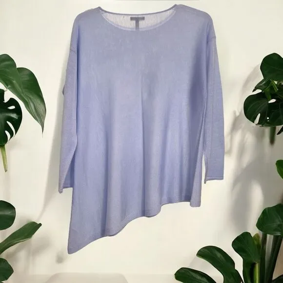 Eileen Fisher | Light Blue Asymmetrical Tencel‎ /Merino Wool Sweater Size M