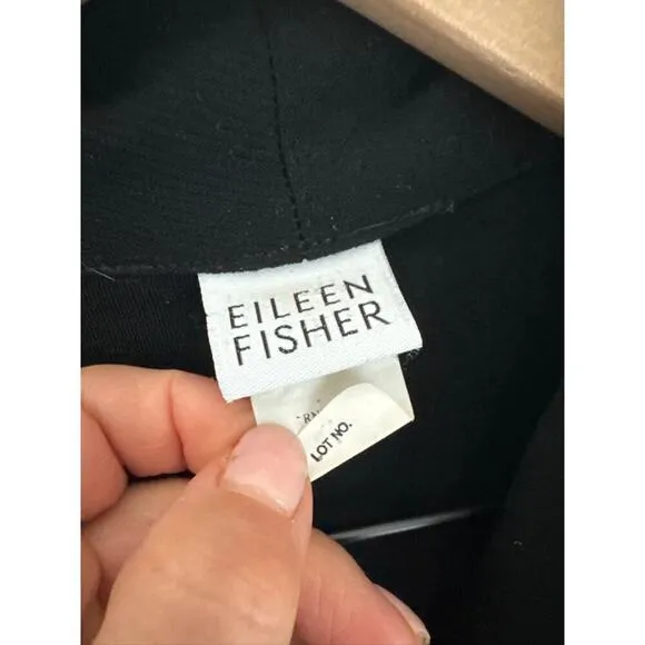EILEEN FISHER Relaxed Fit Wool Blazer Top - Black - Large