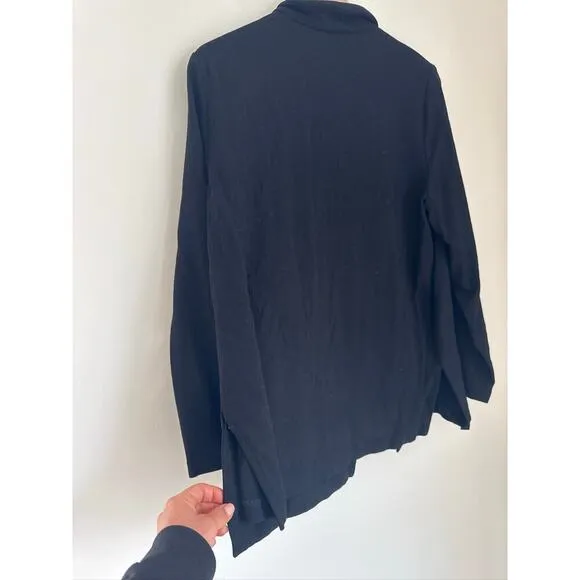 EILEEN FISHER Relaxed Fit Wool Blazer Top - Black - Large