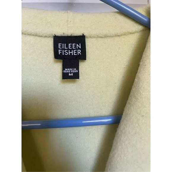 Eileen Fisher Wool Cashmere Blend Open Front Sweater Green Size M