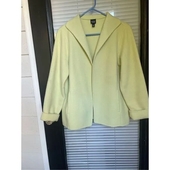 Eileen Fisher Wool Cashmere Blend Open Front Sweater Green Size M