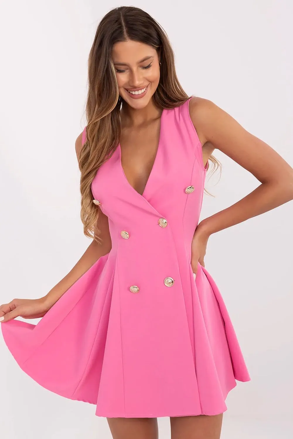 Elegant smooth fabric daydress with a blazer cut