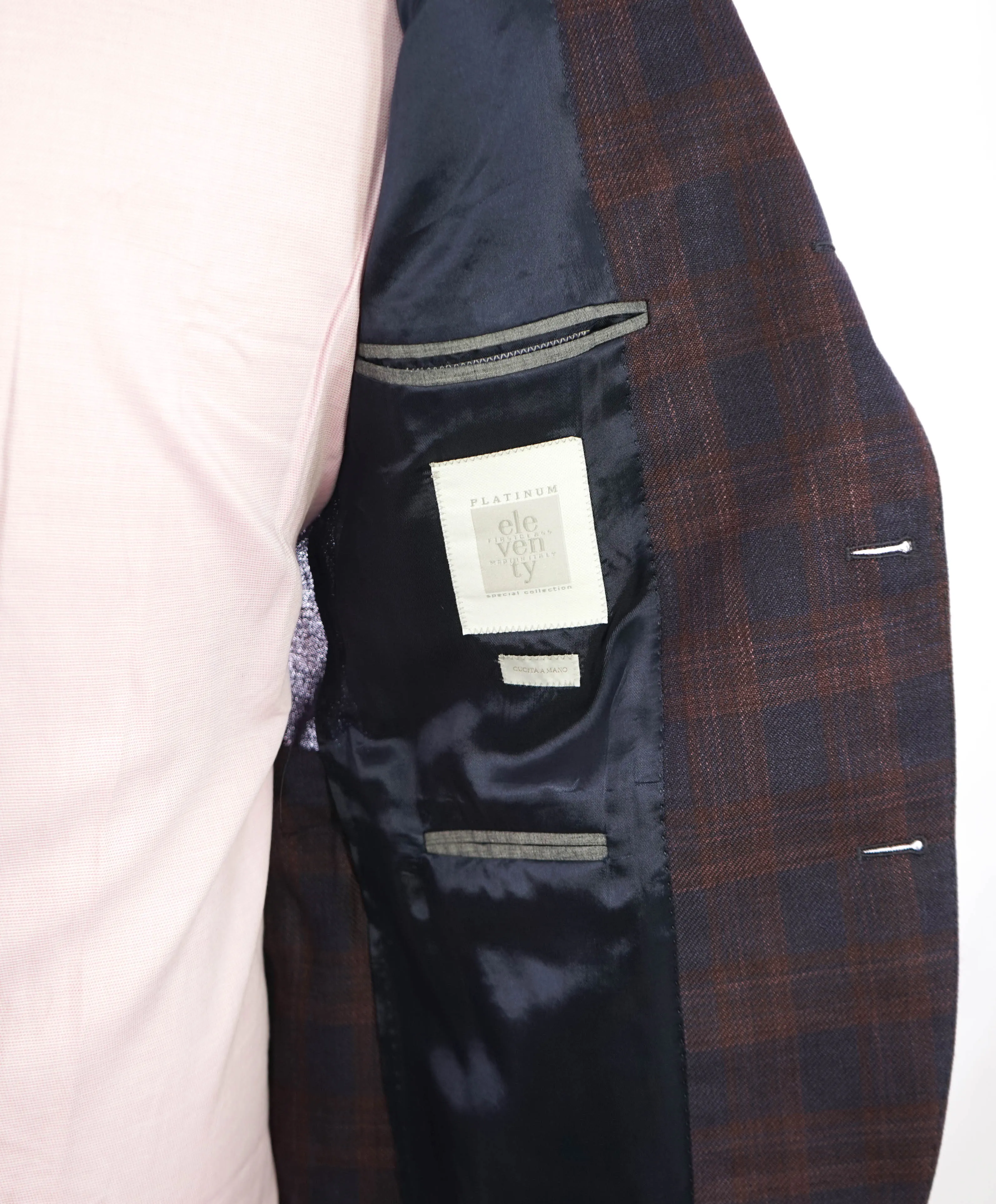 ELEVENTY - By ERMENEGILDO ZEGNA Wool/Silk/Linen Burgundy Blazer - 40 (50 EU)
