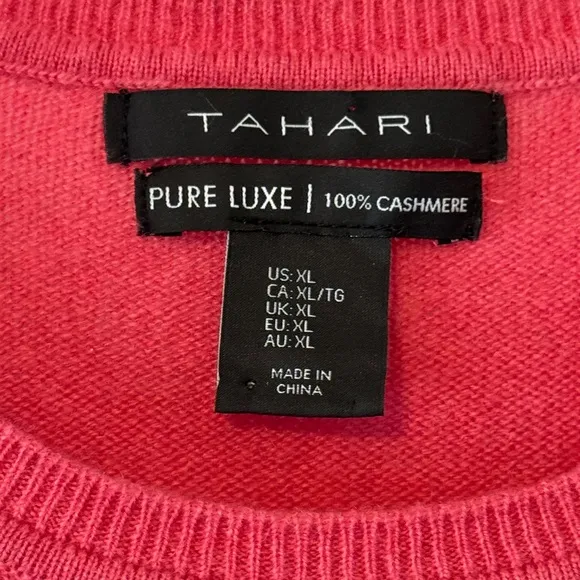 Elie Tahari Pure Luxe 100% Cashmere Sweater, salmon pink, size L XL