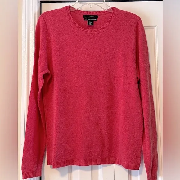 Elie Tahari Pure Luxe 100% Cashmere Sweater, salmon pink, size L XL