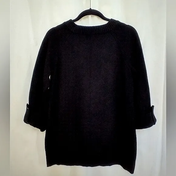 Excellent Used Condition Banana Republic 100% Cashmere Black Tab-Sleeve Sweater