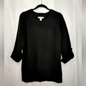 Excellent Used Condition Banana Republic 100% Cashmere Black Tab-Sleeve Sweater