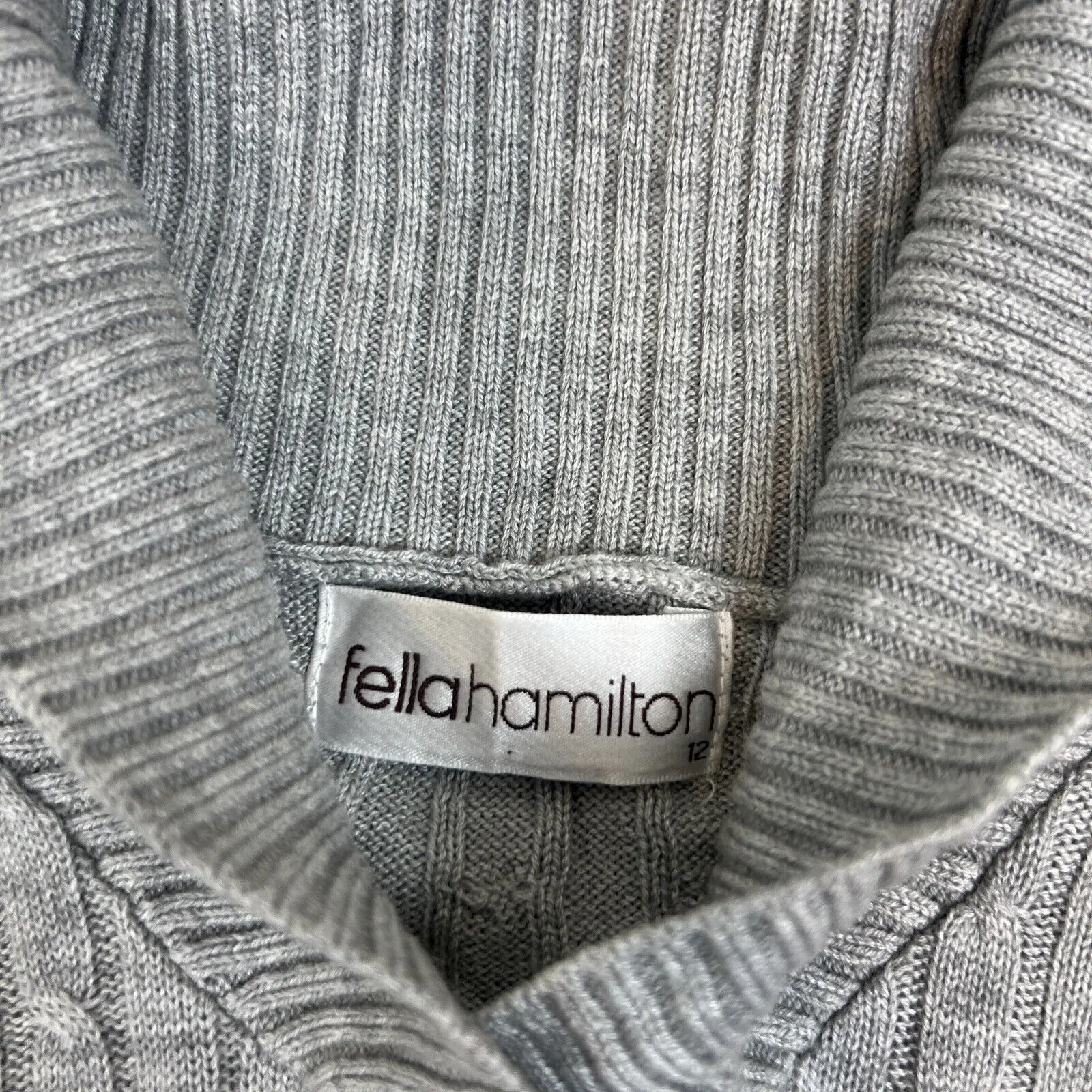 Fella Hamilton Womens Cable Knit Pullover Sweater Jumper Size 12 ( 5% Cashmere)