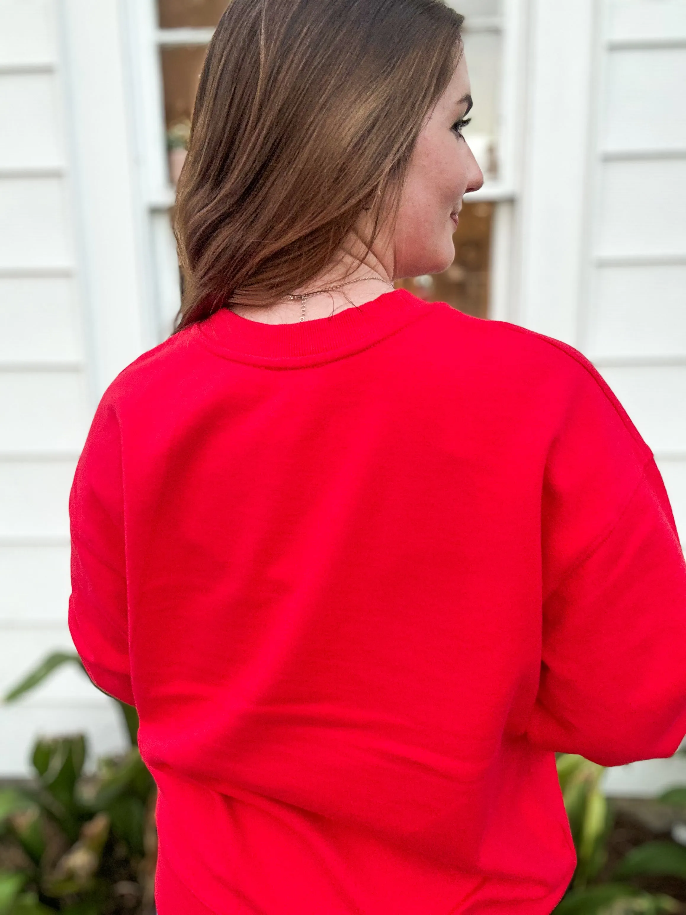 *Final Sale* Red With White Santa Hat Graphic Sweatshirt