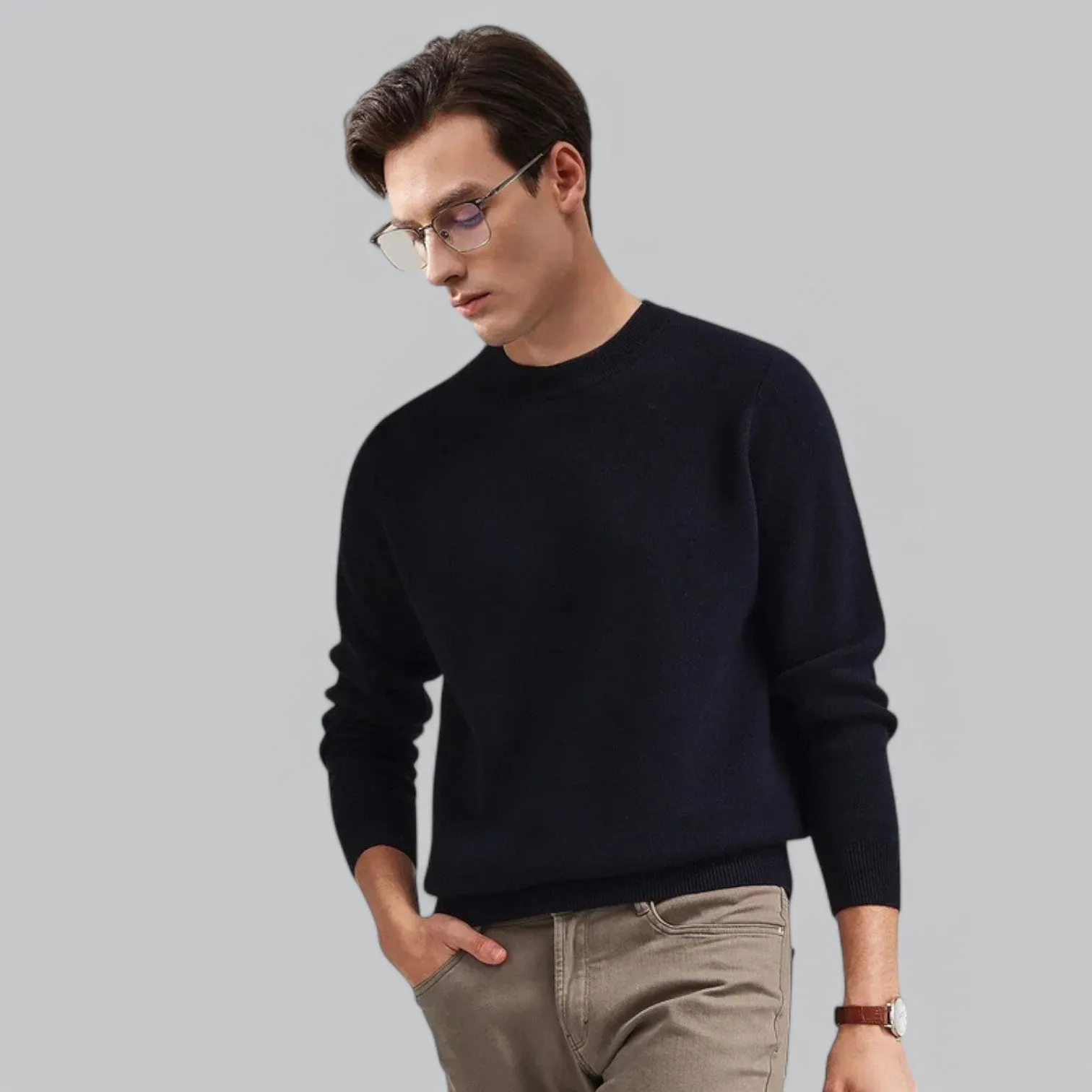 Fine Cashmere Sweater for Men | Crew Neck Jumper, Soft & Warm, Lightweight Knitwear