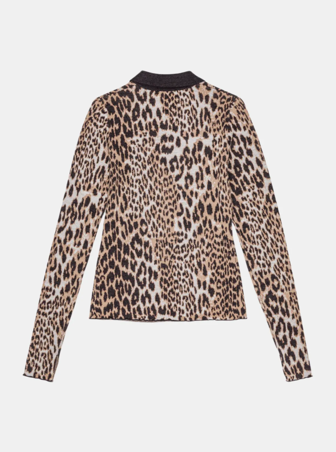 Fine Merino Leopard Polo