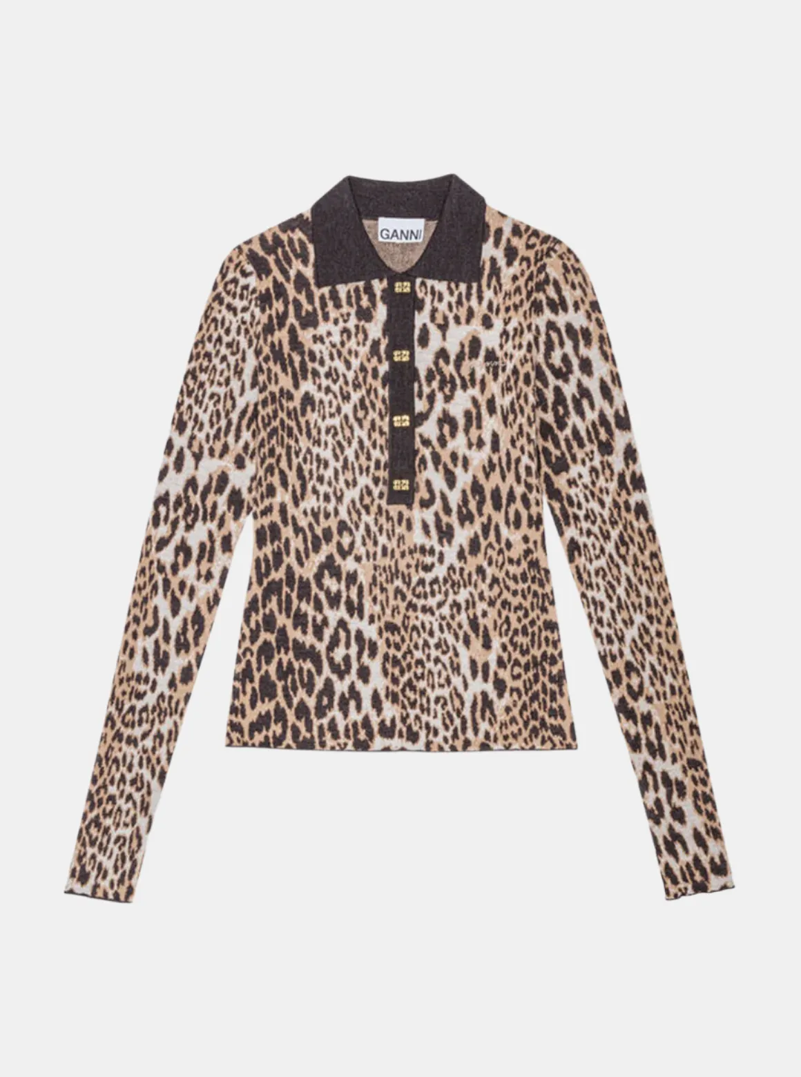 Fine Merino Leopard Polo