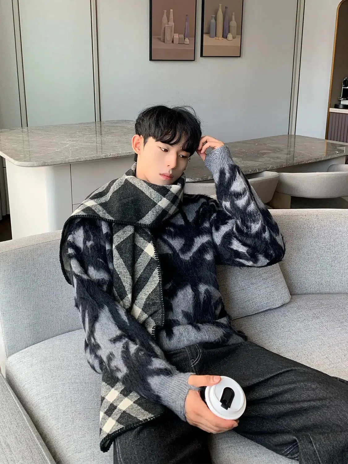 Floral Pattern Knit Sweater