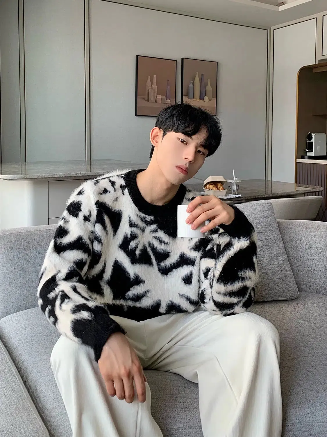 Floral Pattern Knit Sweater