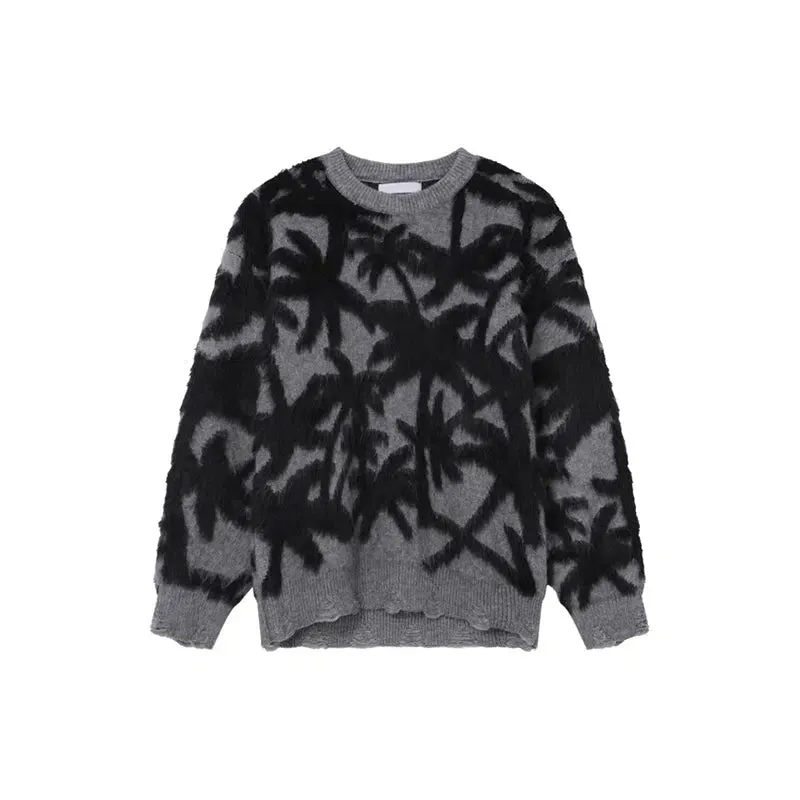 Floral Pattern Knit Sweater