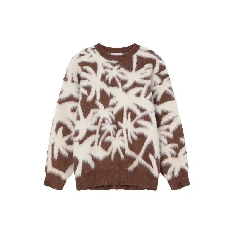 Floral Pattern Knit Sweater