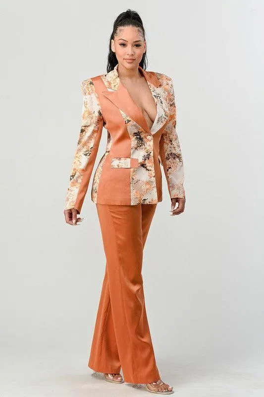 FLORAL PRINT 2PC PANT AND BLAZER SUIT