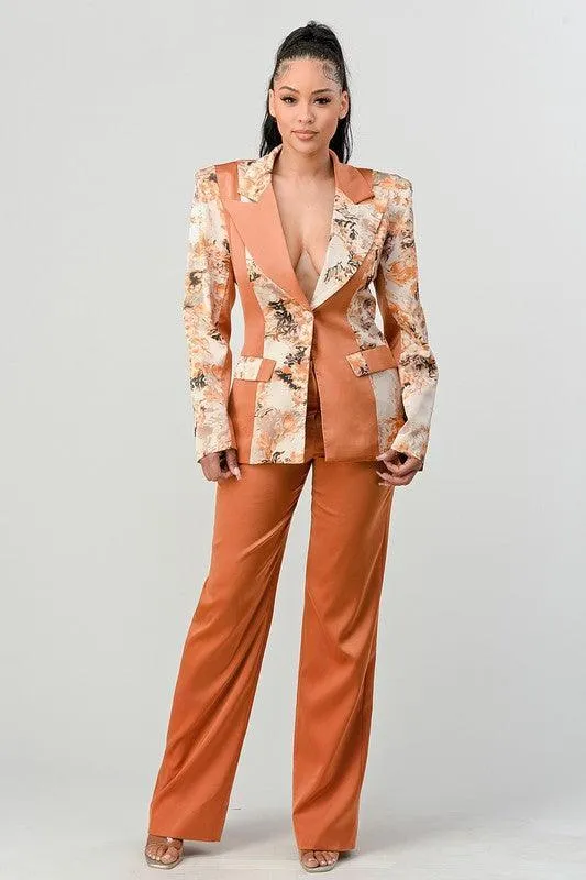 FLORAL PRINT 2PC PANT AND BLAZER SUIT