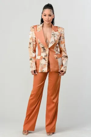 FLORAL PRINT 2PC PANT AND BLAZER SUIT
