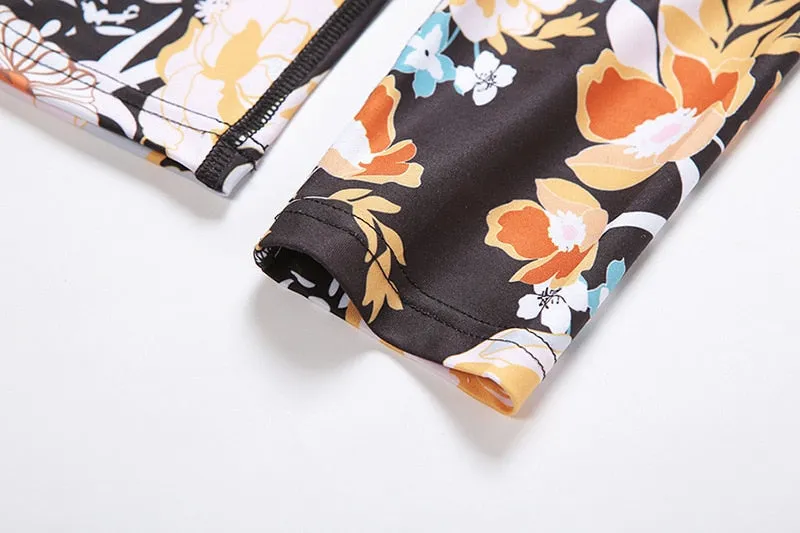 Flower Print Yoga Fitness Clothing For Women Vest Crop Top Leggings Sports Pants Suit Gym Fitness Jogging Slim Tracksuit Outfits