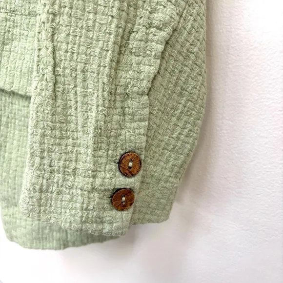 Free People Like a Cloud Oversized Cotton Blazer Textured Mint Light Green Small