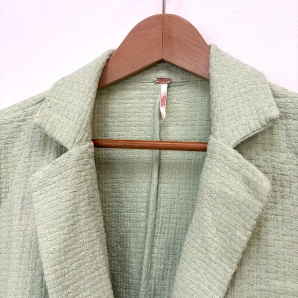 Free People Like a Cloud Oversized Cotton Blazer Textured Mint Light Green Small