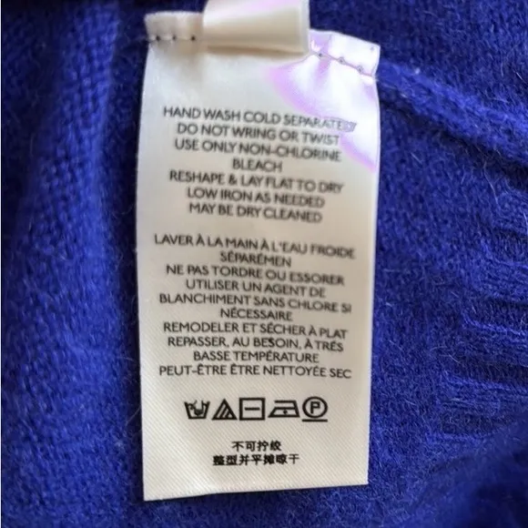 Free People Poppy Cashmere Turtleneck Sweater Halcyon Blue Sz XS