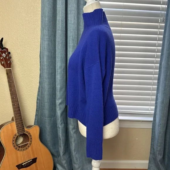Free People Poppy Cashmere Turtleneck Sweater Halcyon Blue Sz XS