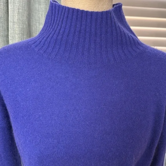 Free People Poppy Cashmere Turtleneck Sweater Halcyon Blue Sz XS
