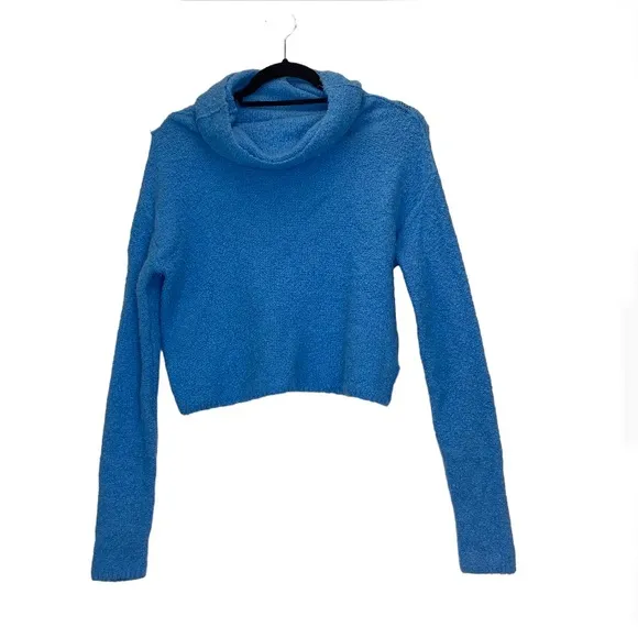 Free People Stormy Cowl Neck Blue Pullover Sweater