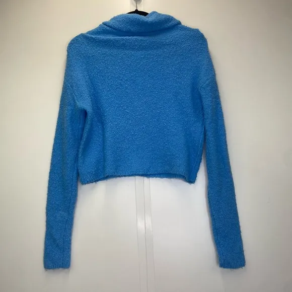 Free People Stormy Cowl Neck Blue Pullover Sweater