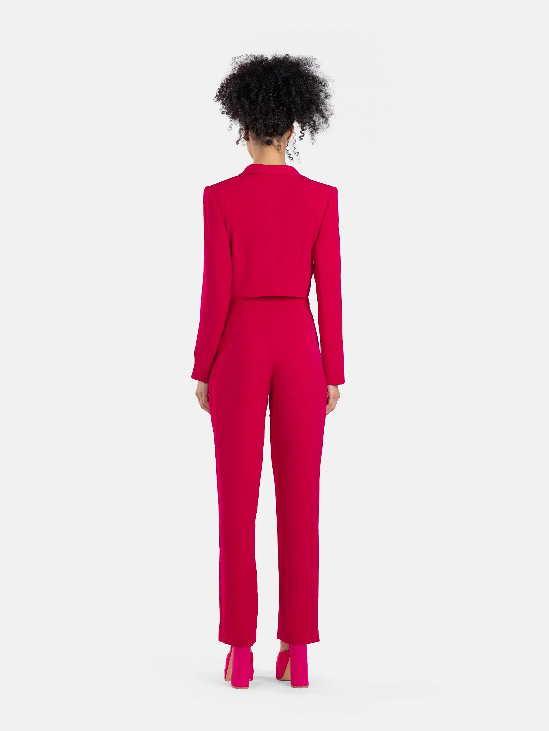 Fuchsia Cropped Blazer Suit