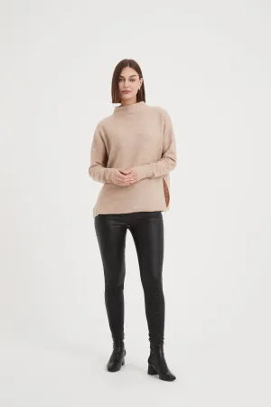 Funnel Neck Easy Knit Biege