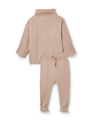Funnel Sweater & Footless Leggings Set - Rose
