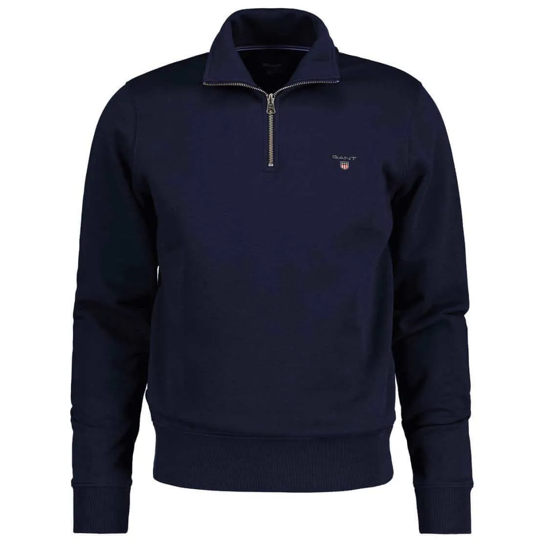 GANT Mens Regular Shield Half Zip Sweatshirt Evening Blue