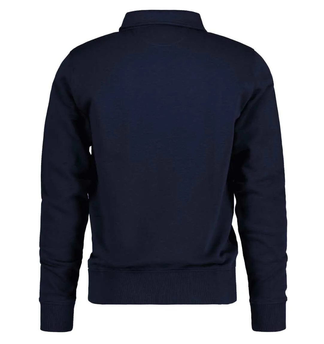 GANT Mens Regular Shield Half Zip Sweatshirt Evening Blue