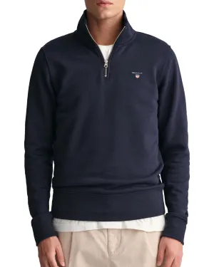 GANT Mens Regular Shield Half Zip Sweatshirt Evening Blue