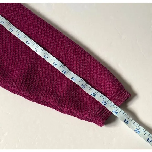 Gap Sweater Womens Large Deep Magenta Heavy Knit V Neck 80s Vintage