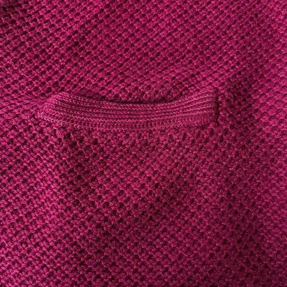 Gap Sweater Womens Large Deep Magenta Heavy Knit V Neck 80s Vintage