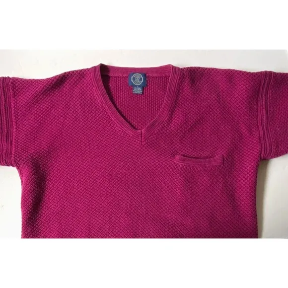 Gap Sweater Womens Large Deep Magenta Heavy Knit V Neck 80s Vintage