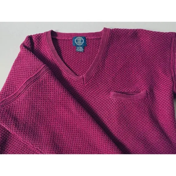 Gap Sweater Womens Large Deep Magenta Heavy Knit V Neck 80s Vintage