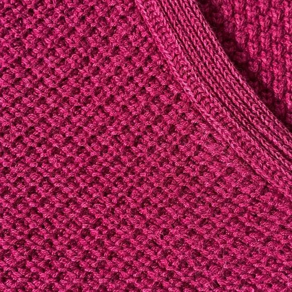 Gap Sweater Womens Large Deep Magenta Heavy Knit V Neck 80s Vintage