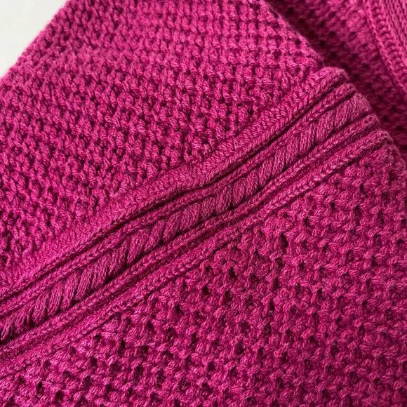 Gap Sweater Womens Large Deep Magenta Heavy Knit V Neck 80s Vintage