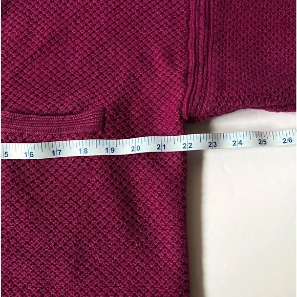 Gap Sweater Womens Large Deep Magenta Heavy Knit V Neck 80s Vintage
